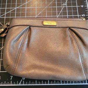 Coach Taupe Leather Small Wristlet Clutch - EUC